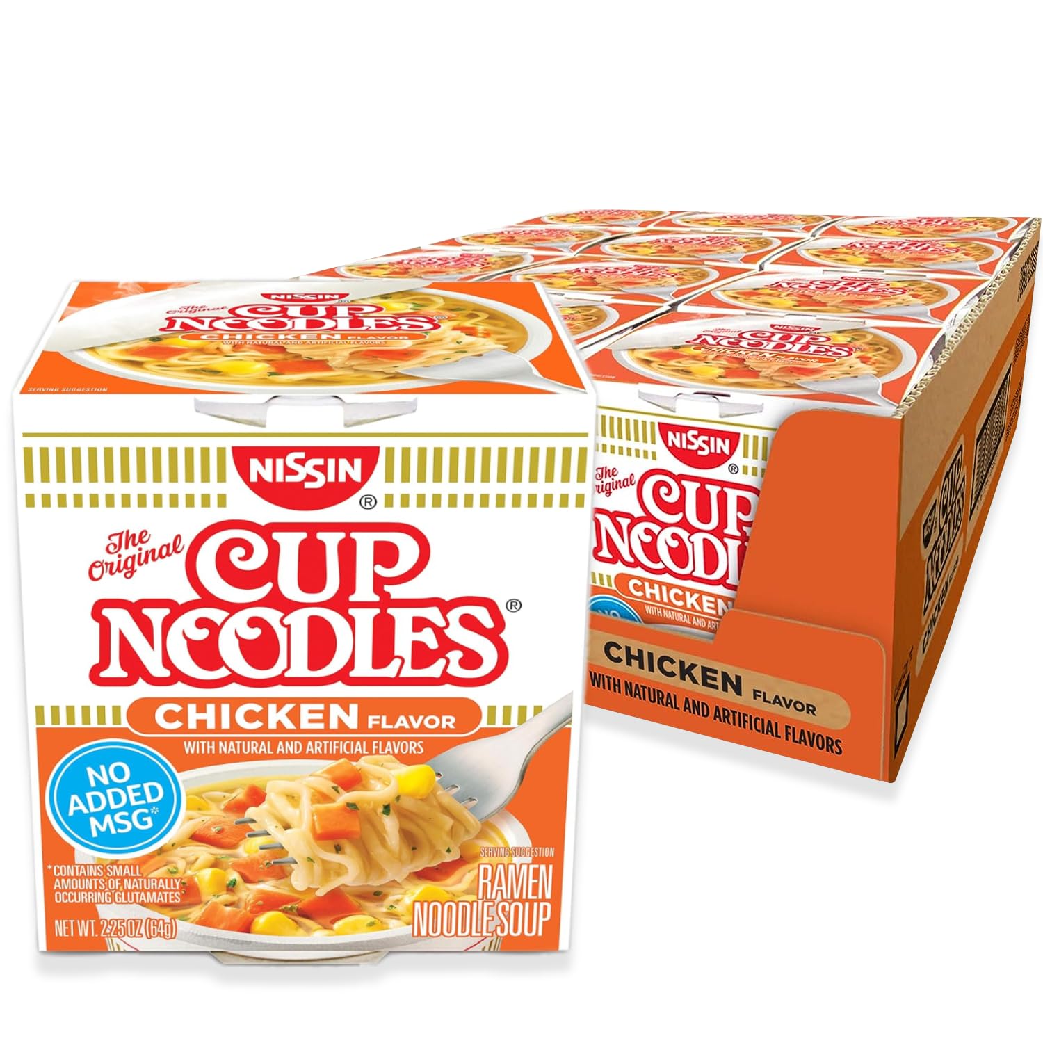 Nissin Cup Noodles Soup Chicken Flavor, 2.25 oz (Case of 24)