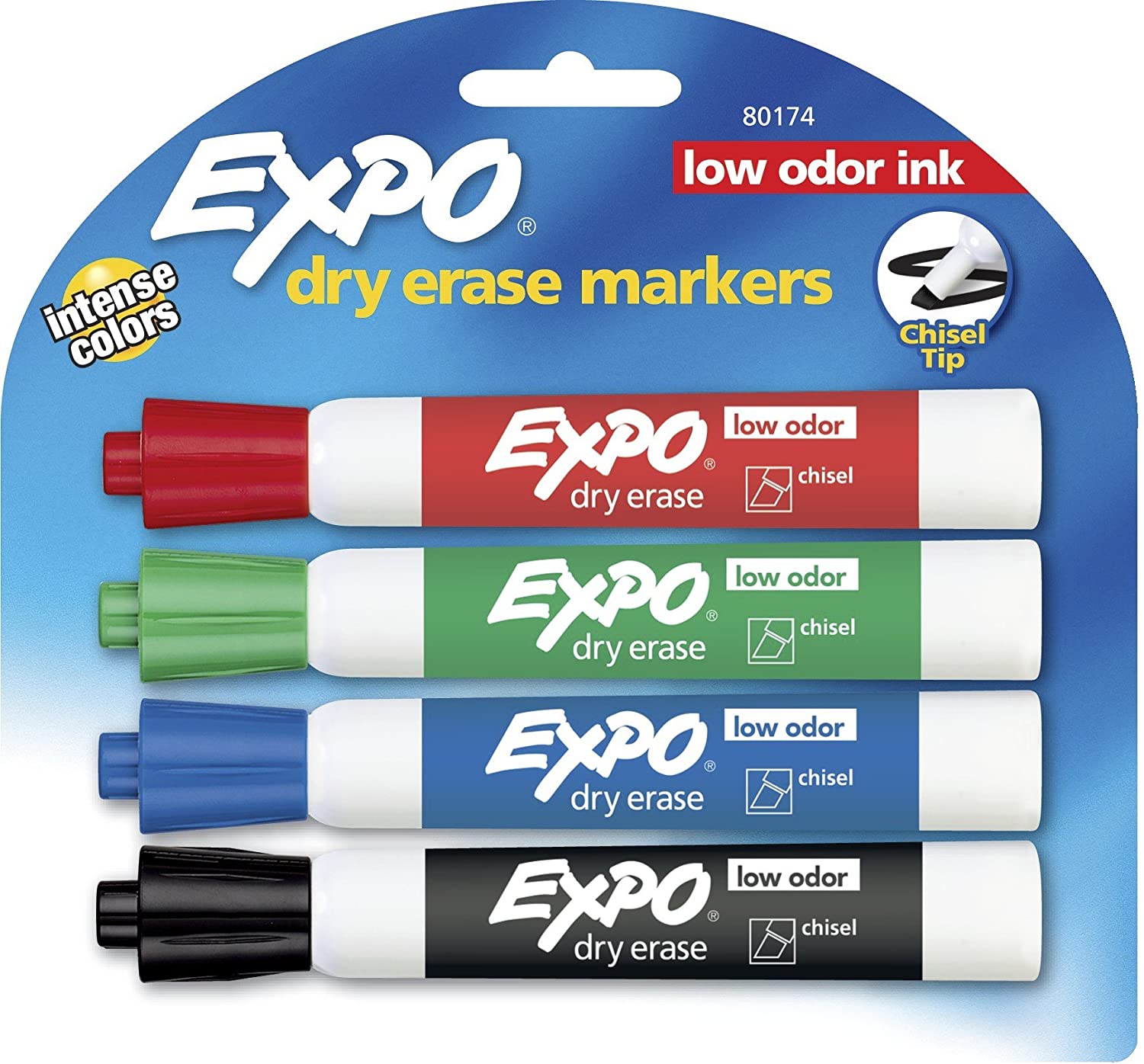 Expo 4-Pack Dry Erase Markers, Assorted Colours, (16 Per Unit)