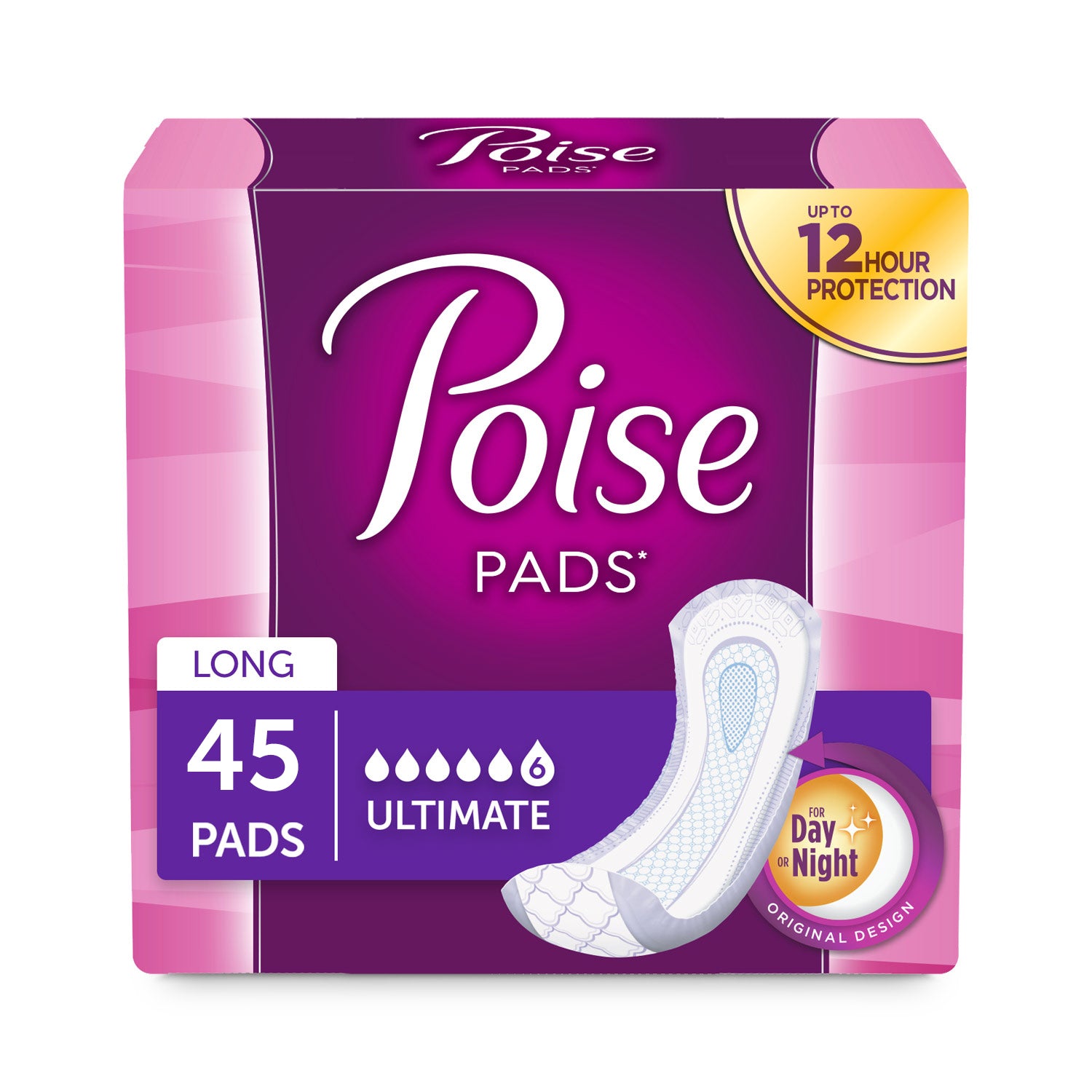 Poise Incontinence Microliners For Women, Lightest Absorbency, Long, 50Ct