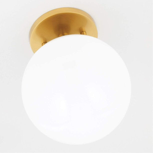 Mitzi by Hudson Valley Lighting Stella 1-Light Aged Brass Semi-Flush Mount with Glass Shade