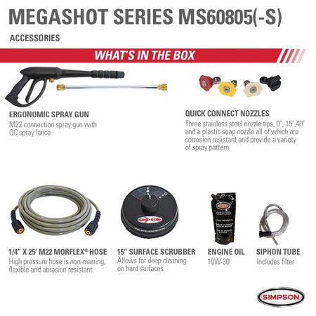 Simpson MegaShot 3000 PSI | 2.4 GPM Gas Pressure Washer Powered By Honda- (MS60805)