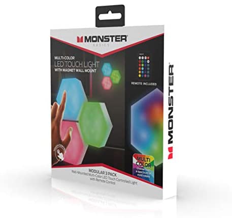 Monster Basics Multicolor LED Touchlight With Magnetic Wall Mount - 3pcs