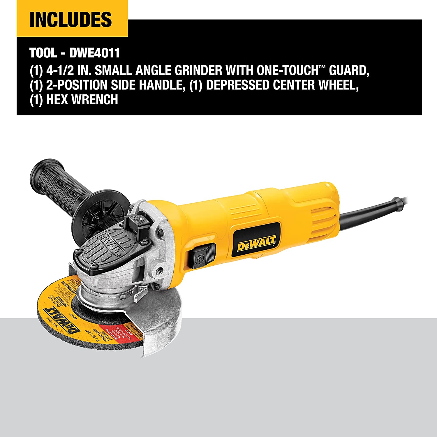 ANGLE GRINDER DeWALT DCG418X1 4-1/2" SMALL WITH ONE-TOUCH GUARD