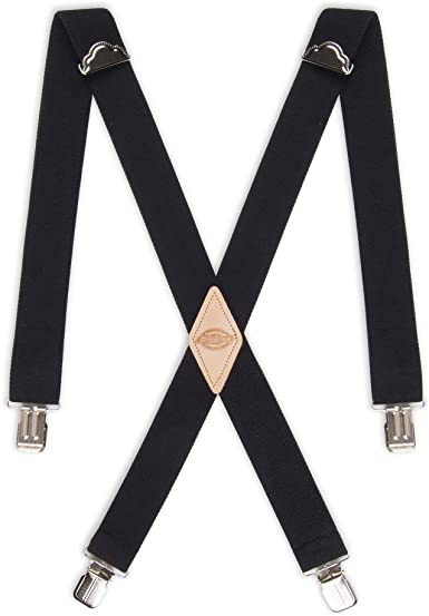 Genuine Dickies Men's 1-1/2” Leather Trim Suspenders
