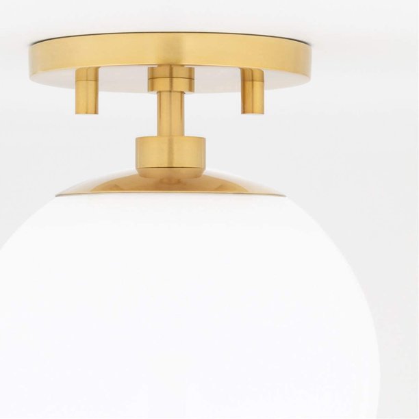 Mitzi by Hudson Valley Lighting Stella 1-Light Aged Brass Semi-Flush Mount with Glass Shade