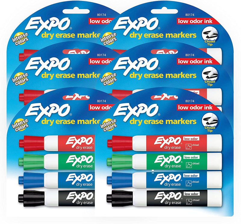 Expo 4-Pack Dry Erase Markers, Assorted Colours, (16 Per Unit)
