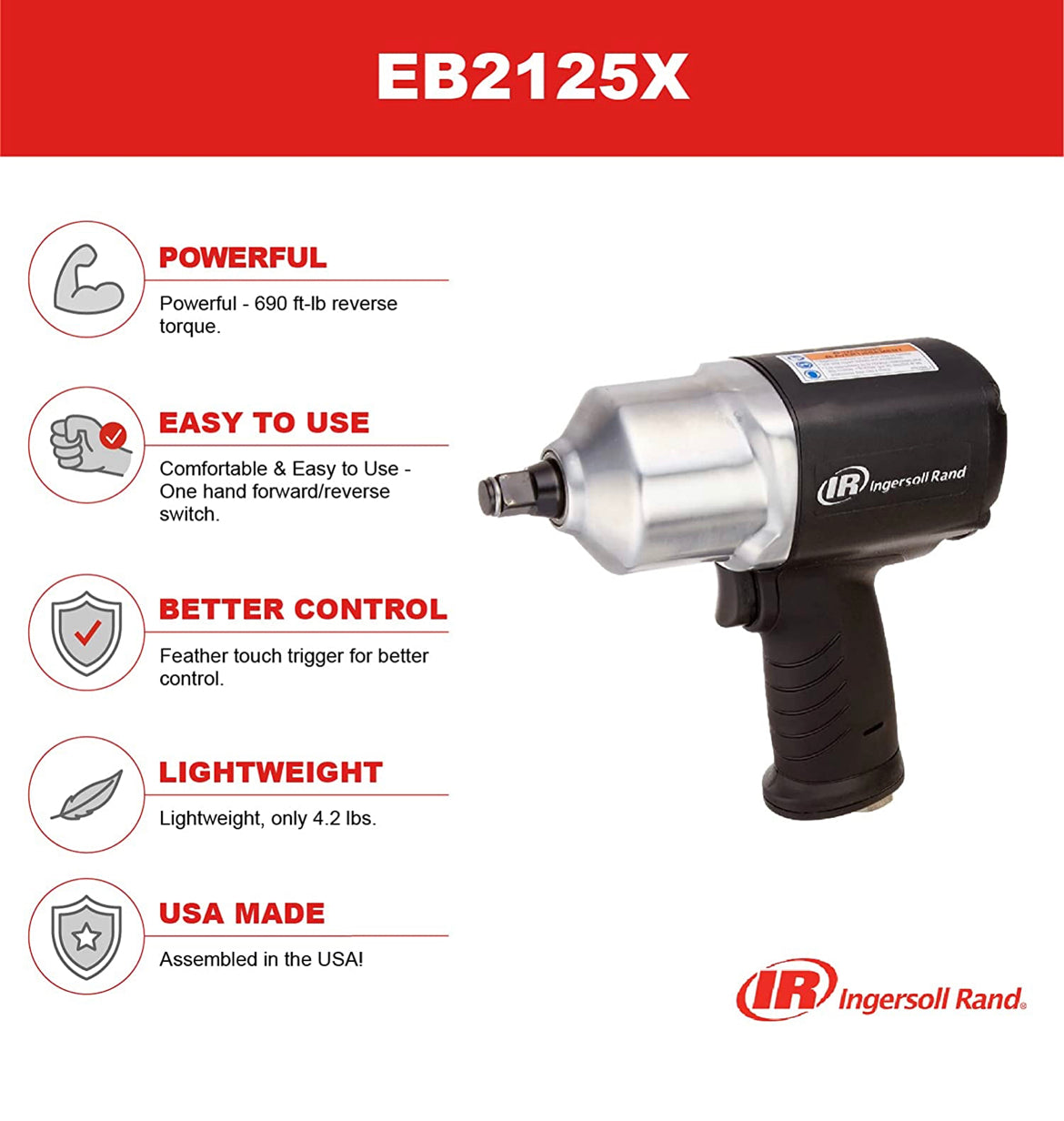 Impact Driver Ingersoll Rand Edge Series 1/2" Composite Air Impact Wrench