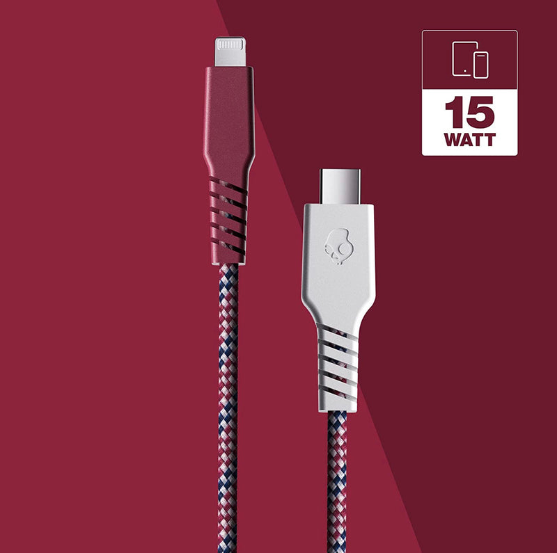 Skullcandy Line Plus Braided USB-C to Lightning Cable, 6 ft, Gray