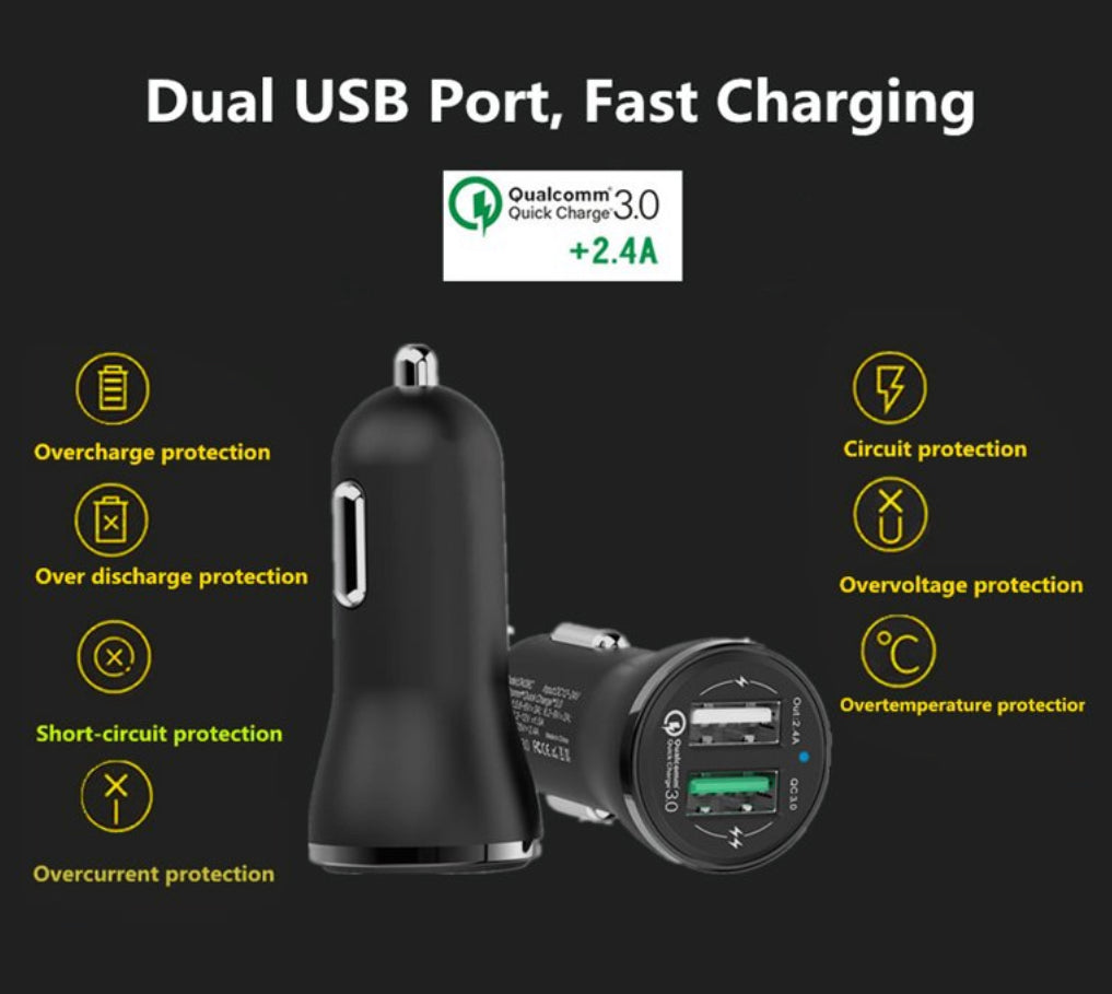 Dual USB Quick Charger USB-C Cable