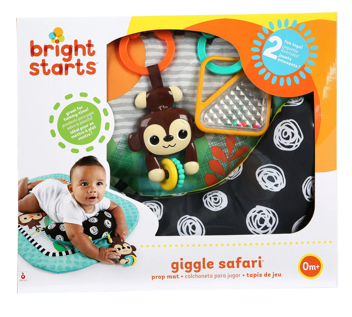 Bright Starts Tummy Time Prop Mat - Giggle Safari, Ages Newborn +
