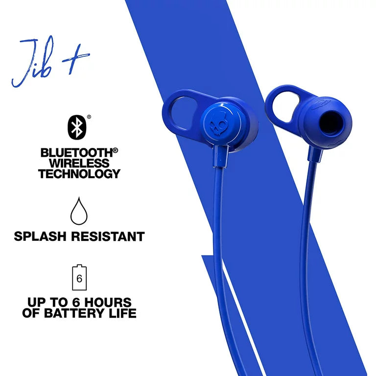 Skullcandy Jib Plus Bluetooth Wireless in-ear Earbud Headphones, Blue