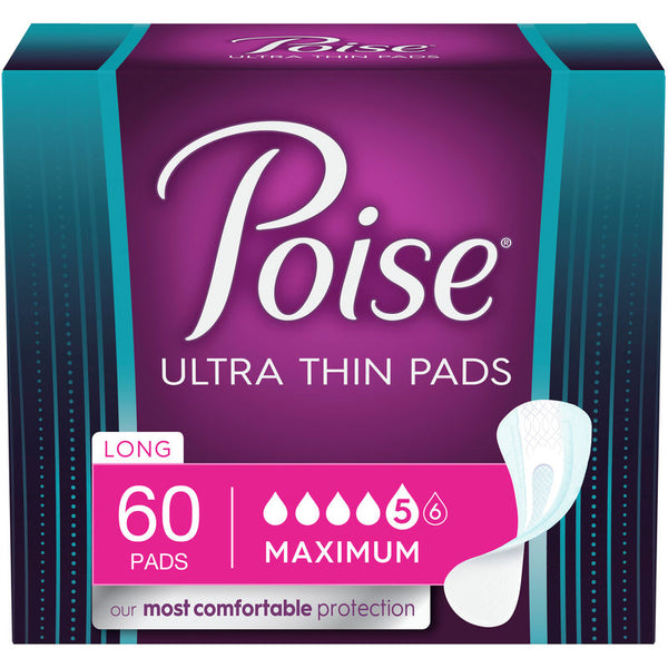 Poise Ultra Thin Pads, Long - Size 5,  60 Count