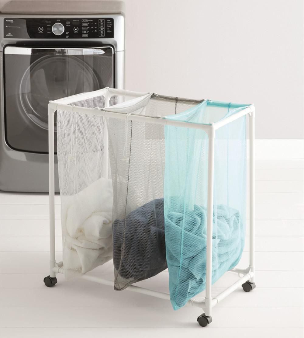 Mainstays Laundry Mesh Sorter 3 Bin Multiple Color