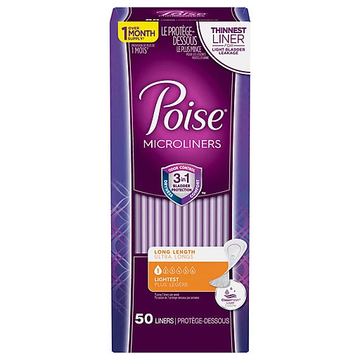 Poise Long Length Lightest Microliners 50ct (Size 1)