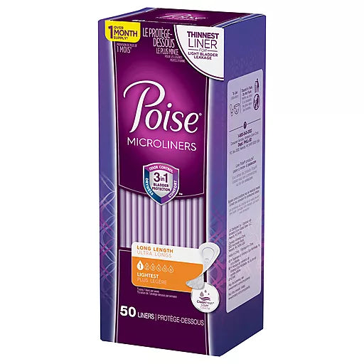 Poise Long Length Lightest Microliners 50ct (Size 1)