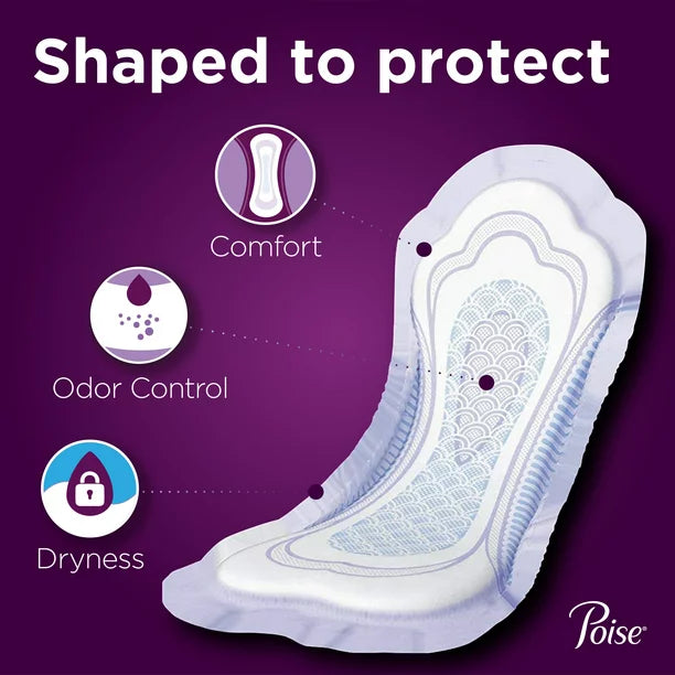 Poise Pads Women's Moderate - Long Postpartum Incontinence Pads, 54 Ct
